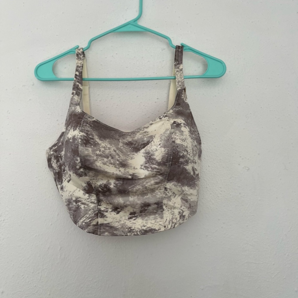 PINK Victoria's Secret Marble-Print Crop Camisole in Cream and Brown